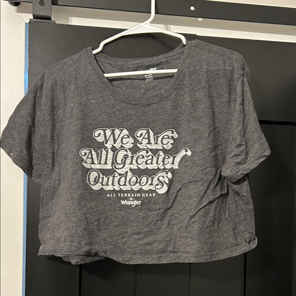 Wrangler Charcoal Kids Tee with Outdoor Print